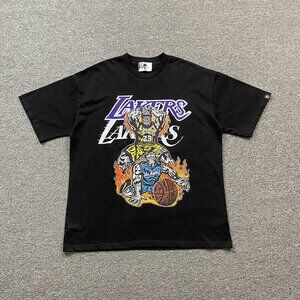 Warren Lotas Los Angeles Lakers Trendy Skull Theme Black T Shirt